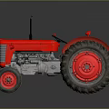 Vintage Red Tractor With Large Rear Wheels Metal Body And Detailed Front Design