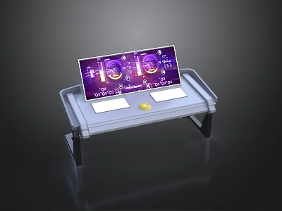 Modern Break Room Setup With Digital Display Screen And Serving Tray 3d model