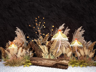 Reed Plant Combination Flowers and Plants Flower Mirror Pennisetum Plant Pile Landscape Sketches model