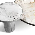 Modern Round Coffee Table With Marble Top And Leather Base Design 3d model
