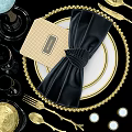 Black And Gold Tableware Set With Wine Glasses Vase Candle Holders Picture Frame Number 12