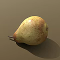 Ripe Yellow Pear With Brown Spots And Stem On Brown Background 3d model