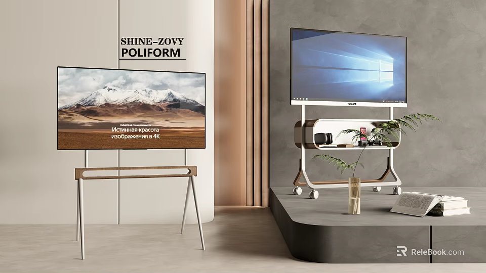 Modern TVs With Sleek Stands And Clear Displays In Showroom Setting 3d model 