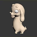Cute Pink Game And Movie Character With Large Eyes Simple Shape Standing Pose 3D Design