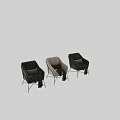 Beige Fabric Accent Chair With Black Metal Frame Brown Pillow And Gray Blanket