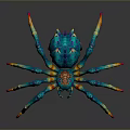 Colorful Fantasy Spider 3D Model With Spiked Legs Red Eyes And Vibrant Reflections