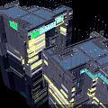Future Architecture Design With Illuminated Glass Facades And Water Reflections
