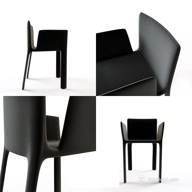 Sleek Modern Black Armchair With Smooth Curved Design And Angular Legs 3d model
