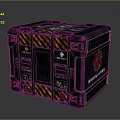 Black Medical Supplies Box With Orange Stripes And Red Warning Logo