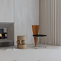 Tapered Wooden Back Accent Chair With Black Seat In Minimalist Living Room Near Fireplace
