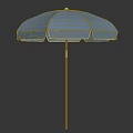 Outdoor Blue Patio Umbrella With Metal Pole For Garden Furniture Shade