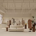 Elegant Modern Clothing Store Interior With Mannequins Clothing Racks Display Tables And Plants