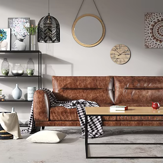 Leather Sofa Combination Modern Double Sofa 3d model