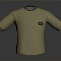 Beige Short Sleeve T-Shirt With Purple Collar And Chest Label Design