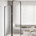 Modern Glass Room Divider With Metal Frame For Interior Space Separation 3d model