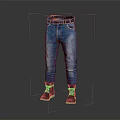Fashionable Blue Denim Jeans with Black Belt and Gray Boots Casual Outfit