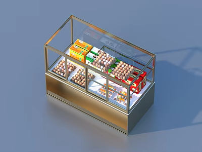 Glass Display Cabinet With Metal Frame For Storing Baked Goods And Pastries 3d model