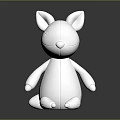 Small White Rabbit Toy Sitting On Shiny Black Surface With Reflection 3d model