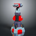 Red And Gray Sci Fi Mechanical Weapon Turret With Multi Layer Structure And Gun Barrel 3d model