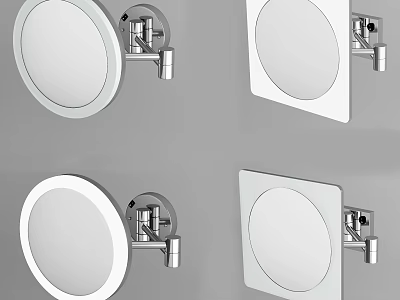 Wall Mounted Round And Square Mirrors With Modern Metal Bracket Design 3d model