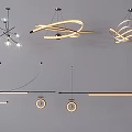 Minimalist Chandelier Restaurant Metal Line Chandelier Creative One-word Chandelier Minimalist Line Lamp 3d model
