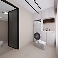Modern Bright Minimalist Bathroom Interior Design With Marble Vanity Wooden Cabinets Bathtub And Shower