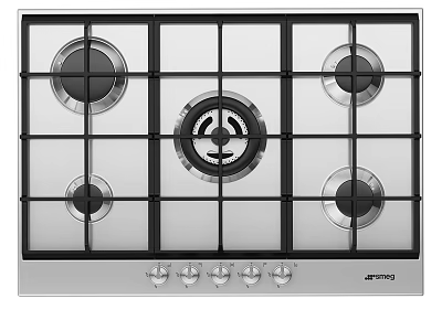 Sleek Kitchen Appliance Gas Stove With Five Burners Glass Cooktop And Control Knobs 3d model