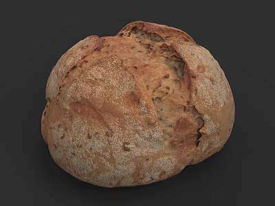 Freshly Baked Artisan Bread With Cracked Crust And Golden Brown Texture 3d model