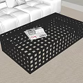 Black Lattice Design Coffee Table In Living Room With White Sofa And Light Carpet 3d model