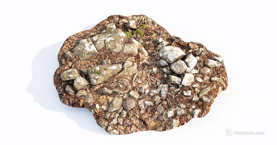 Natural Stone and Wood Combination with Rustic Texture and Organic Structural Patterns 3d model