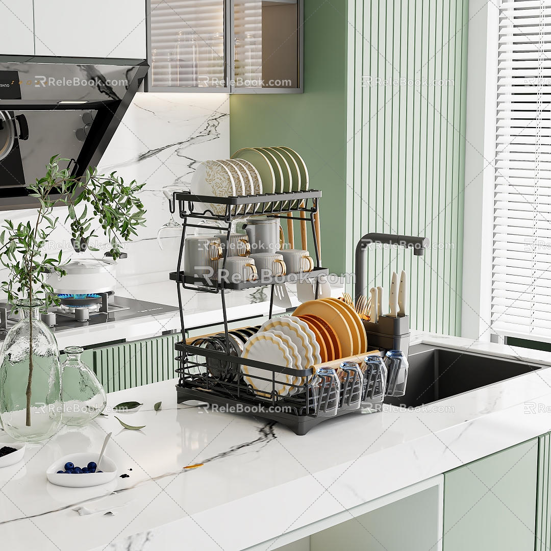 Light Luxury Dish Rack Tableware Kitchen model