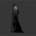 Dark Fantasy Grim Reaper Figure With White Hair Black Robe And Ornate Scythe