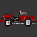 Red Block Style Off Road Vehicle Open Top Design Front Grille And Headlights