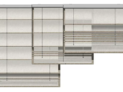 Modern Building Exterior With Light Colored Window Curtains And Textured Panels 3d model