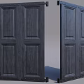 Sturdy Wooden Double Doors With Industrial Metal Frames And Rivet Details