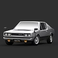 Vintage Gray Two Door Car With Front Grille And Round Headlights
