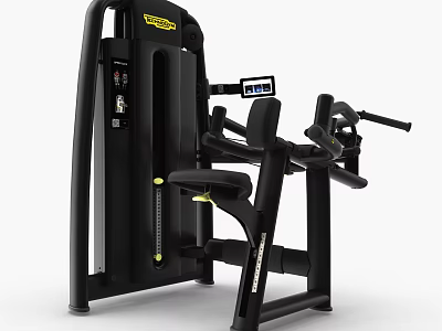 Black Commercial Gym Strength Training Machine With Digital Display And Yellow Accents 3d model