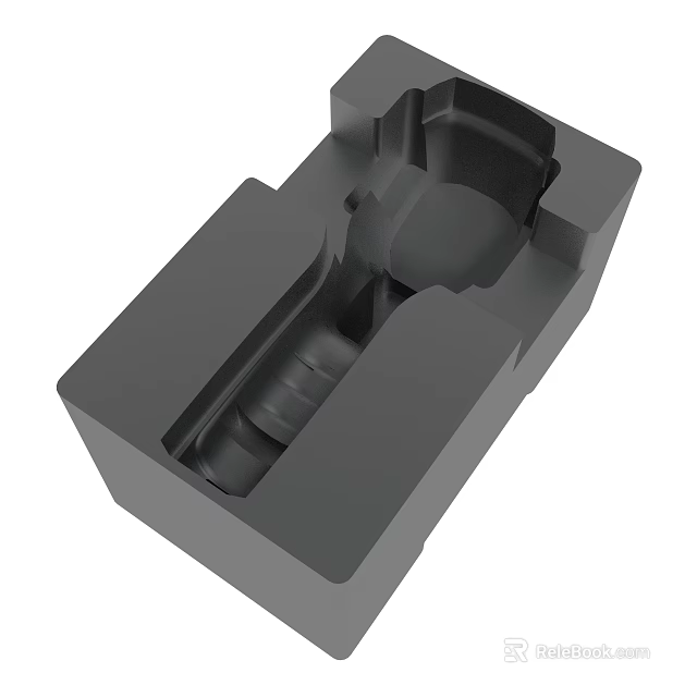 Black Industrial Mechanical Component With Structured Grooves And Holes Design 3d model 
