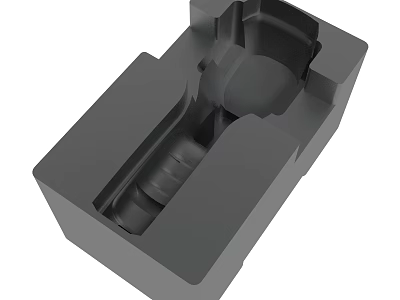 Black Industrial Mechanical Component With Structured Grooves And Holes Design 3d model