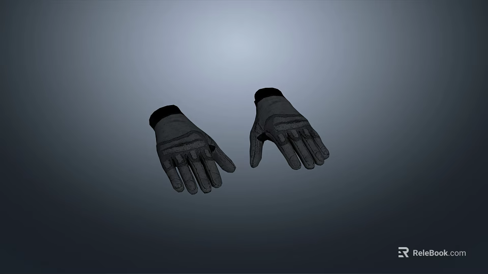 Black Work Gloves With Textured Design For Safety And Protection 3d model 