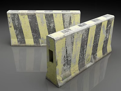 High Visibility Concrete Traffic Barriers With Yellow Black Stripes For Road Safety 3d model