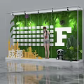 Chengdu Photo Check In Spot With Green Backdrop Letter F Grid Decoration And Panda Doll