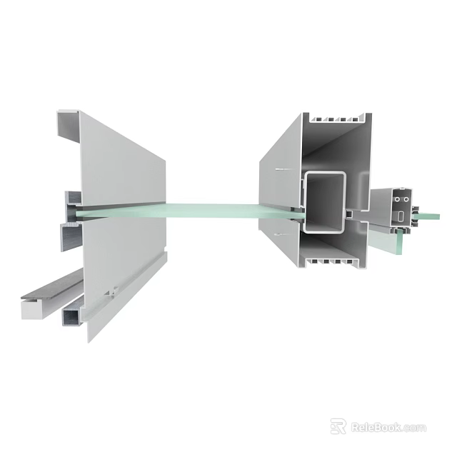 Modern Aluminum Frame Glass Panel Structural Assembly Detail for Building Projects 3d model