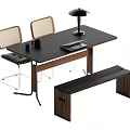 Middle style dining table and chair 3d model
