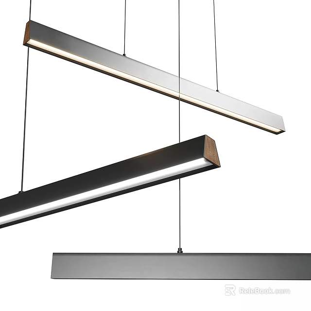 Modern Sleek Linear Pendant Lights With Metal Frame For Contemporary Home Interior 3d model 