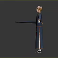 Game Movie Character With Blue Robe Red Embellishments Orange Short Hair And Umbrella