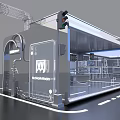 Modern High Tech Interior Space With Storage Racks Workbench And Material Labels