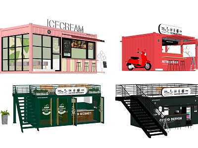 Creative Colorful Container Building Shops With Retail Design And Outdoor Staircases 3d model