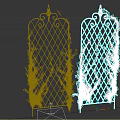Iron Partition with Diamond Grid Decorative Top and Climbing Plants for Garden