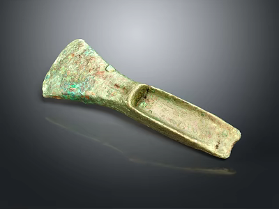 Ancient Bronze Tool With Green Patina And Traditional Axe Shape Design 3d model